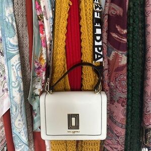 Karl Lagerfeld White Crossbody Bag with Black Strap